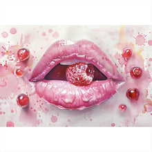 Lade das Bild in den Galerie-Viewer, Aluminiumbild Rosa Lippen mit Früchten Querformat
