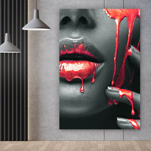Aluminiumbild gebürstet Rote Lippen Hochformat