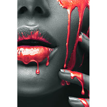 Lade das Bild in den Galerie-Viewer, Aluminiumbild gebürstet Rote Lippen Hochformat
