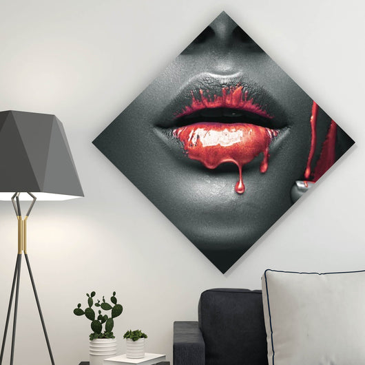 Acrylglasbild Rote Lippen Raute