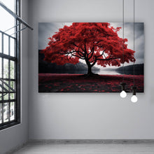 Lade das Bild in den Galerie-Viewer, Spannrahmenbild Roter Baum an mystischem See Querformat
