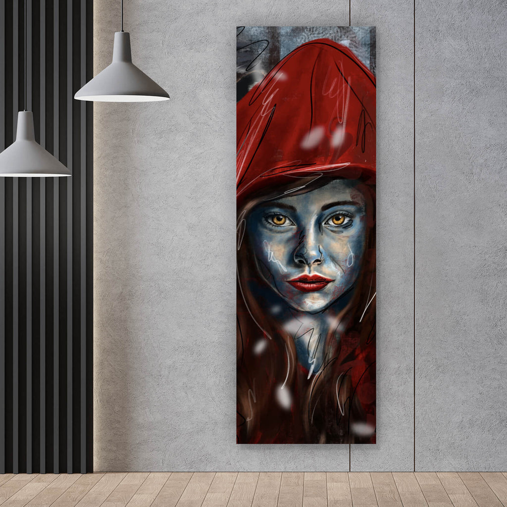 Poster Rotkäppchen und der Wolf mystisch im Panorama Hoch ... Poster Rotkäppchen und der Wolf mystisch im Panorama Hoch ...