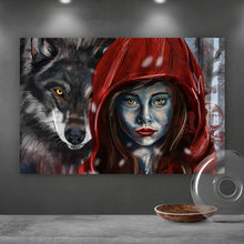 Lade das Bild in den Galerie-Viewer, Poster Rotkäppchen und der Wolf mystisch Querformat

