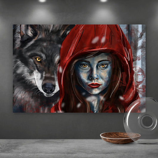 Poster Rotkäppchen und der Wolf mystisch Querformat