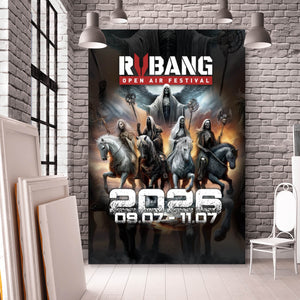 Leinwandbild RVBANG 2026 Logo mit Reiter und Datum Hochformat