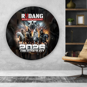 Aluminiumbild RVBANG 2026 Logo mit Reiter und Datum Kreis