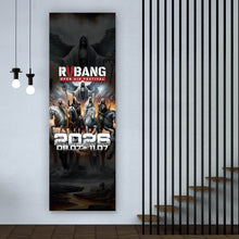 Lade das Bild in den Galerie-Viewer, Aluminiumbild RVBANG 2026 Logo mit Reiter und Datum Panorama Hoch

