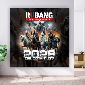 Leinwandbild RVBANG 2026 Logo mit Reiter und Datum Quadrat