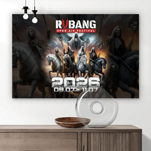 Leinwandbild RVBANG 2026 Logo mit Reiter und Datum Querformat