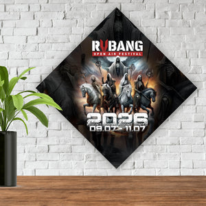 Leinwandbild RVBANG 2026 Logo mit Reiter und Datum Raute