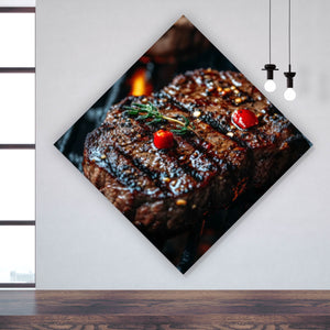 Spannrahmenbild Saftiges Steak Grill Genuss Raute