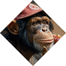 Lade das Bild in den Galerie-Viewer, Leinwandbild Schimpanse genießt Donat Raute
