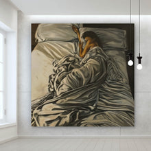 Lade das Bild in den Galerie-Viewer, Aluminiumbild Schlafende Frau im Zeichenstil Quadrat
