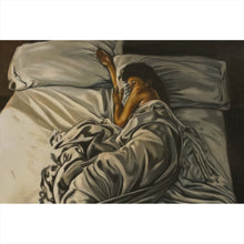 Lade das Bild in den Galerie-Viewer, Aluminiumbild gebürstet Schlafende Frau im Zeichenstil Querformat
