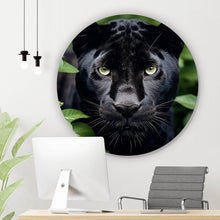 Lade das Bild in den Galerie-Viewer, Aluminiumbild Schwarzer Panther im Dickicht Kreis
