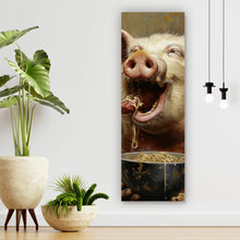 Lade das Bild in den Galerie-Viewer, Acrylglasbild Schwein isst Nudeln abstraktes Gemälde Panorama Hoch
