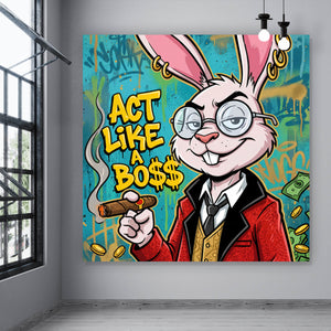 Poster Selbstbewusster Hasenboss Quadrat