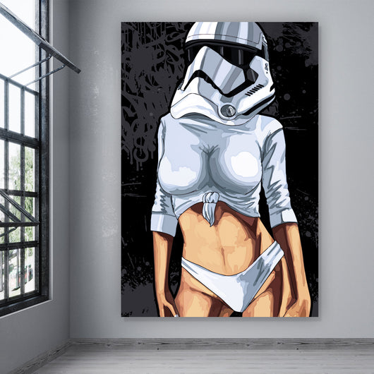 Aluminiumbild gebürstet Sexy Stormtrooper Girl Hochformat