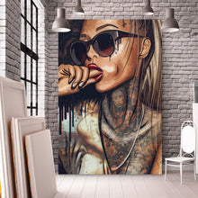 Lade das Bild in den Galerie-Viewer, Leinwandbild Sexy Tattoo Girl Hochformat
