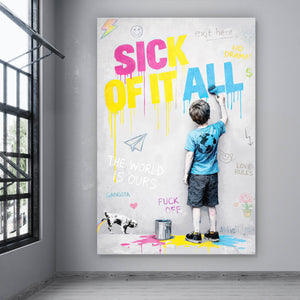 Aluminiumbild Sick of it all Pop Art Hochformat