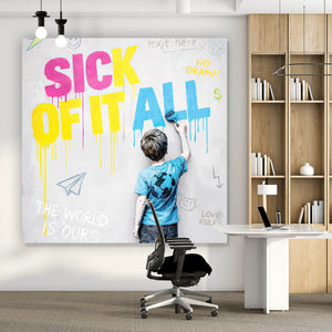 Aluminiumbild Sick of it all Pop Art Quadrat