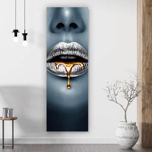 Acrylglasbild Silberne Lippen Panorama Hoch