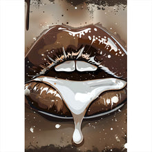 Lade das Bild in den Galerie-Viewer, Acrylglasbild Sinnliche Lippen in Schokoladen Farben Hochformat
