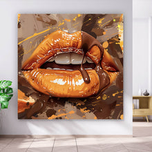 Lade das Bild in den Galerie-Viewer, Acrylglasbild Sinnliche Lippen mit Schokolade Quadrat
