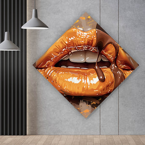 Poster Sinnliche Lippen mit Schokolade Raute