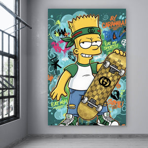 Leinwandbild Skateboarder Graffiti Hochformat