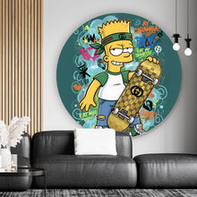 Lade das Bild in den Galerie-Viewer, Aluminiumbild Skateboarder Graffiti Kreis
