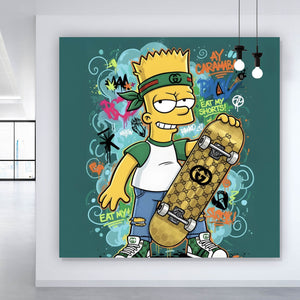 Aluminiumbild Skateboarder Graffiti Quadrat