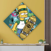 Lade das Bild in den Galerie-Viewer, Aluminiumbild gebürstet Skateboarder Graffiti Raute
