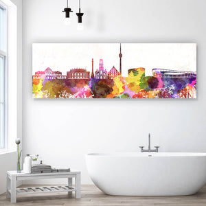 Acrylglasbild Skyline von Stuttgart Aquarell Panorama