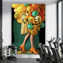 Lade das Bild in den Galerie-Viewer, Spannrahmenbild Smile bunte Ballons  im Pop Art Stil Hochformat
