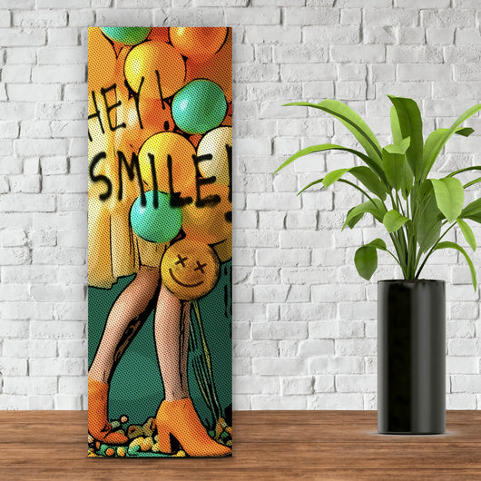 Poster Smile bunte Ballons  im Pop Art Stil Panorama Hoch