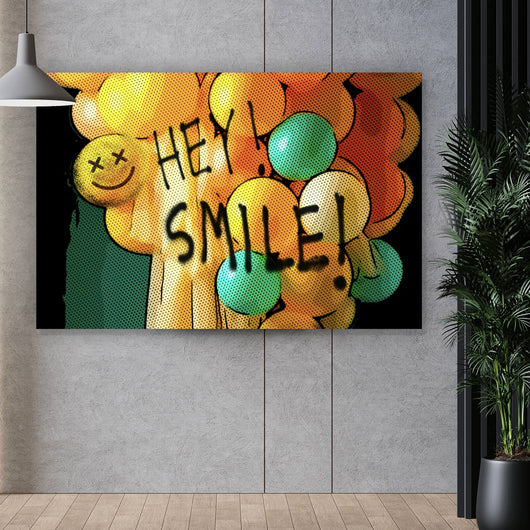 Aluminiumbild Smile bunte Ballons  im Pop Art Stil Querformat