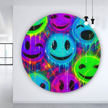 Lade das Bild in den Galerie-Viewer, Aluminiumbild Smileys in Neon Farben Kreis
