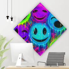 Lade das Bild in den Galerie-Viewer, Spannrahmenbild Smileys in Neon Farben Raute
