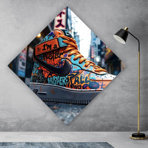 Leinwandbild Sneaker Streetart Raute