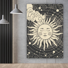 Lade das Bild in den Galerie-Viewer, Aluminiumbild Sonne und Mond vereint Boho Style Hochformat
