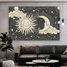Lade das Bild in den Galerie-Viewer, Aluminiumbild Sonne und Mond vereint Boho Style Querformat

