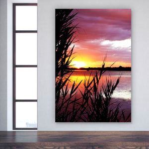 Aluminiumbild gebürstet Sonnenuntergang am Strand Hochformat
