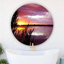 Lade das Bild in den Galerie-Viewer, Aluminiumbild gebürstet Sonnenuntergang am Strand Kreis

