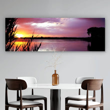 Lade das Bild in den Galerie-Viewer, Leinwandbild Sonnenuntergang am Strand Panorama
