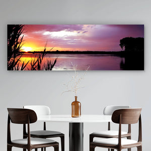 Leinwandbild Sonnenuntergang am Strand Panorama