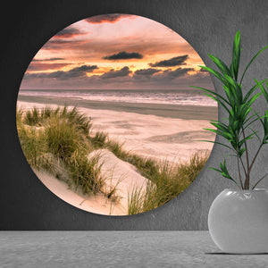 Aluminiumbild Sonnenuntergang über den Dünen Kreis