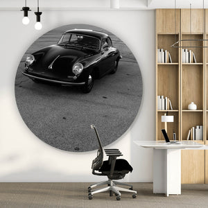 Aluminiumbild gebürstet Sportwagen auf Rennstrecke Kreis