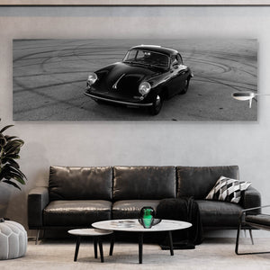 Acrylglasbild Sportwagen auf Rennstrecke Panorama