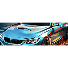 Lade das Bild in den Galerie-Viewer, Spannrahmenbild Sportwagen in farbenfroher dynamischer Komposition Panorama
